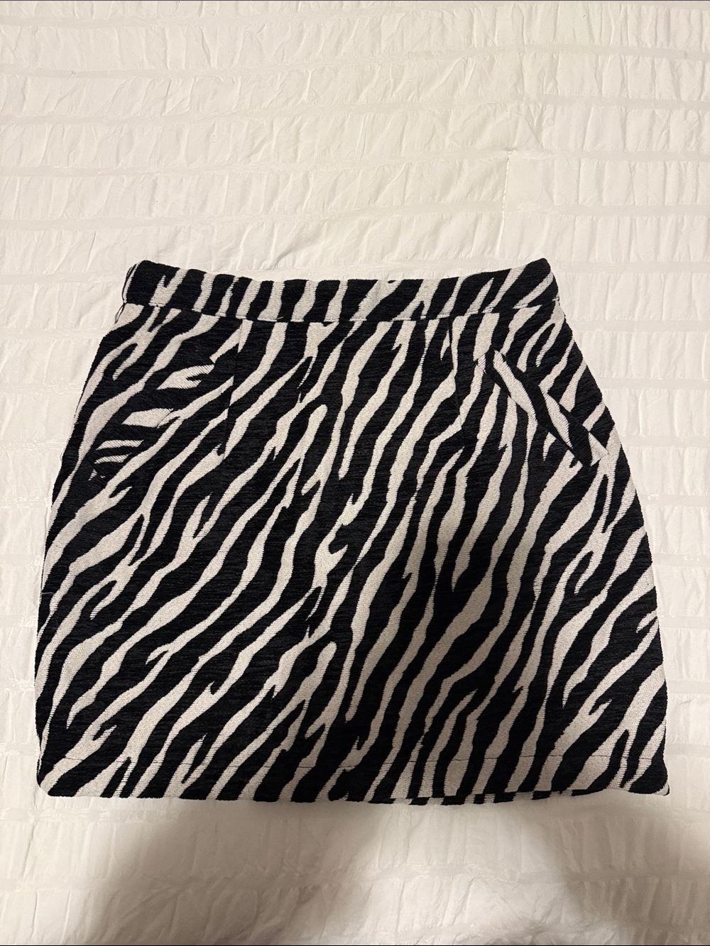 Black & White Zebra-Print Mini Skirt